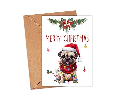 Pug Dog Christmas Greeting Card - Holiday Holiday Card for Dog Lovers