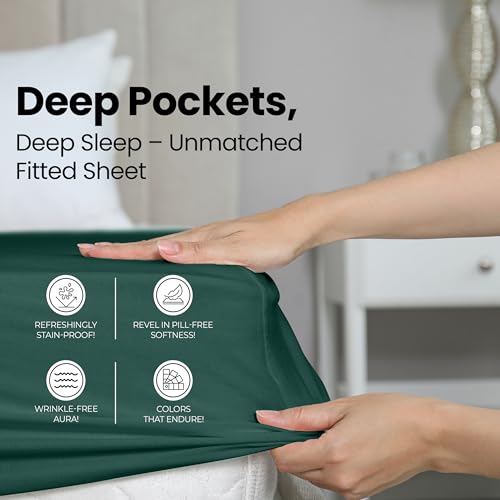 King Fitted Sheet - Ultra Soft Microfiber, 15-Inch Deep Pocket, Emerald