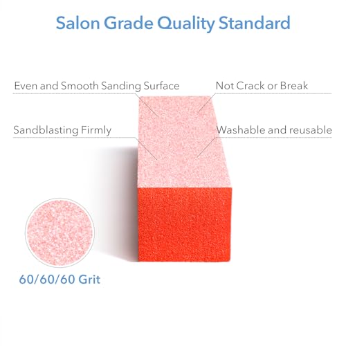 GAZEPLUS 3-Way Nail Buffer Block 60 Grit 10-Pack Orange Sponge