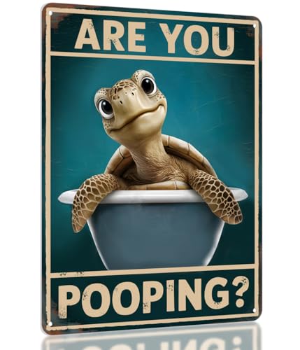 Funny Sea Turtle Bathroom Wall Sign - Are You Pooping Ocean Decor