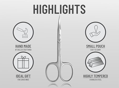 Vesara Professional Curved Cuticle Scissors - Stainless Steel Precision Nail Trimmer