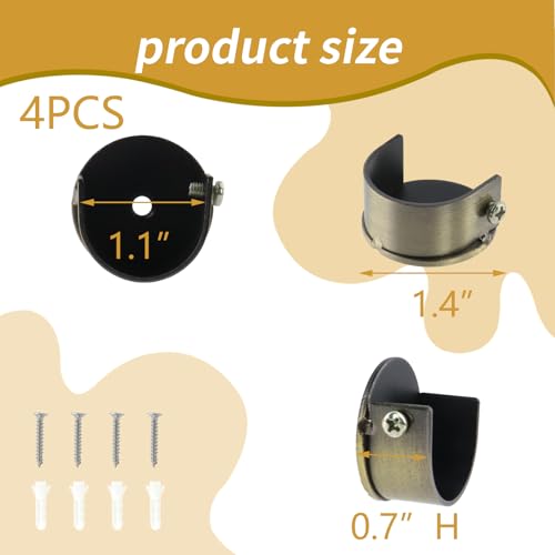 T Tulead Bronze Flange Socket Brackets for 28mm Rods - 4 Pack