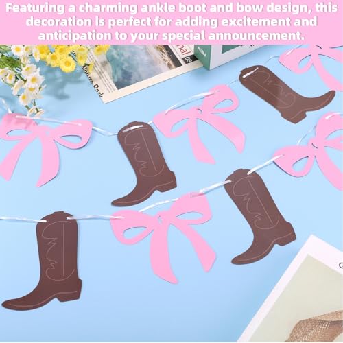 Lyreh Boots or Bows Gender Reveal Banners, 2 Pack Western Cowboy Party Decor