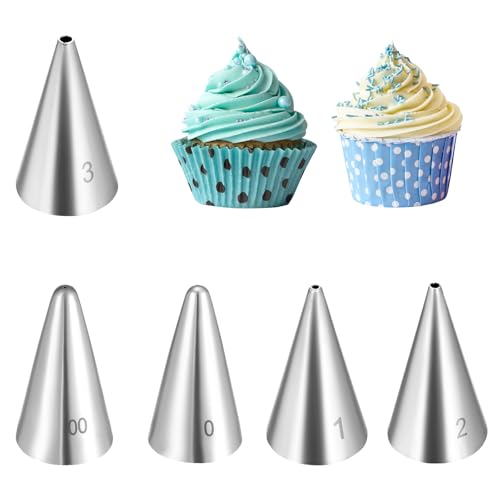 Fyntave 5-Piece Stainless Steel Round Piping Tips Set for Cake Decorating