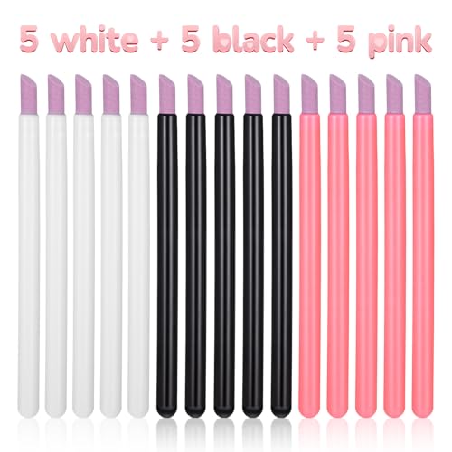 Hadnfe 15 PCS Pumice Stone Nail File Pen Cuticle Pusher Manicure Set