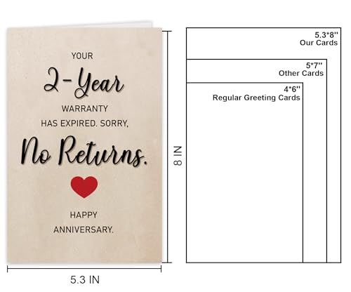 Humorous 2nd Wedding Anniversary Card for Couples - Blank Inside