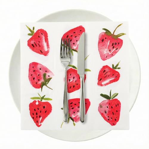 Strawberry Design 3-Ply Luncheon Napkins - 20 Pack