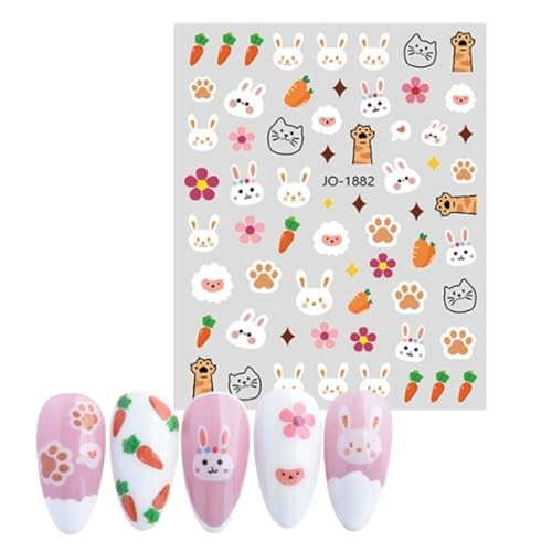 Cute Nail Stickers for Kids 6 Sheets Self Adhesive Decals Animals Fruits
