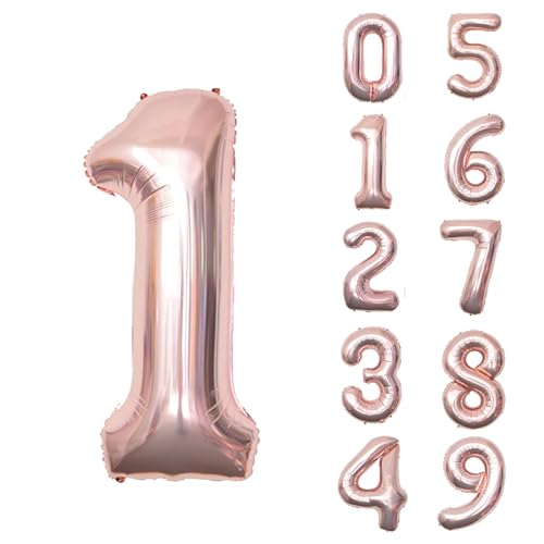 Keyali 40 Inch Number 1 Rose Gold Foil Helium Balloon for Birthday Party