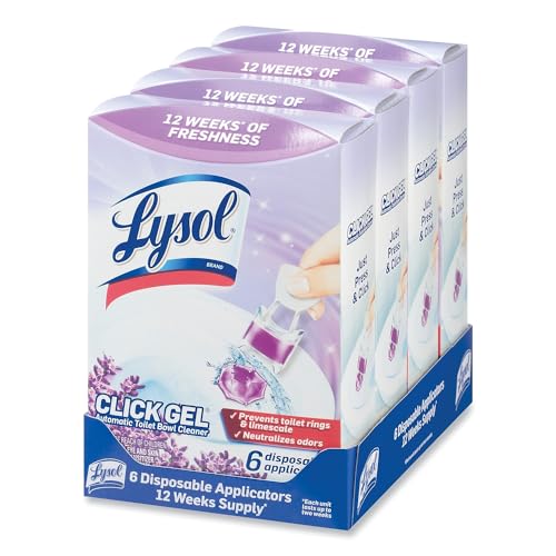 Lysol Click Gel Toilet Bowl Cleaner Lavender 6 Count - Automatic, Long-Lasting Freshness, Touch-Free Application