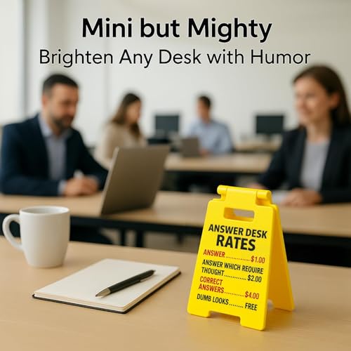 Funny Mini Desk Sign - 'ANSWER DESK RATES' for Office Humor