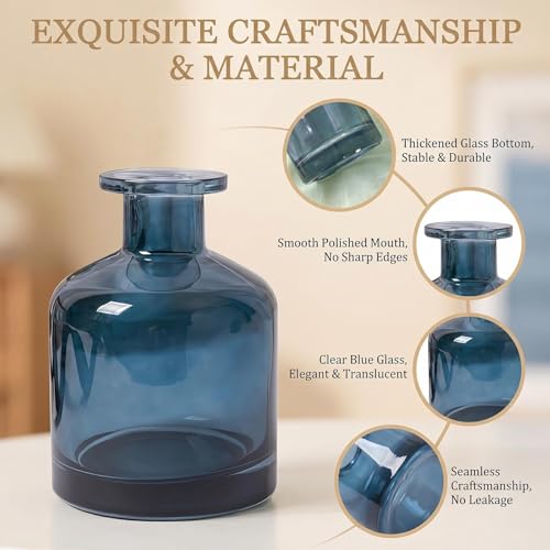 Glossy Blue Glass Diffuser Bottle - 150ml Refillable Aromatherapy Container