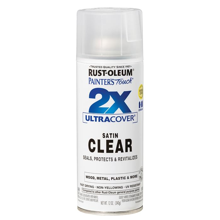 Rust-Oleum Painter's Touch 2X Ultra Cover Spray Paint, Satin Clear, 12 oz (6 Pack)