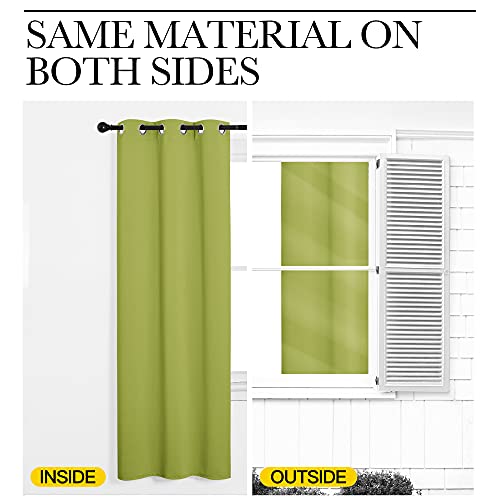 NICETOWN Fresh Green Blackout Curtain 55" x 118" Panel - Thermal Insulated Room Darkening