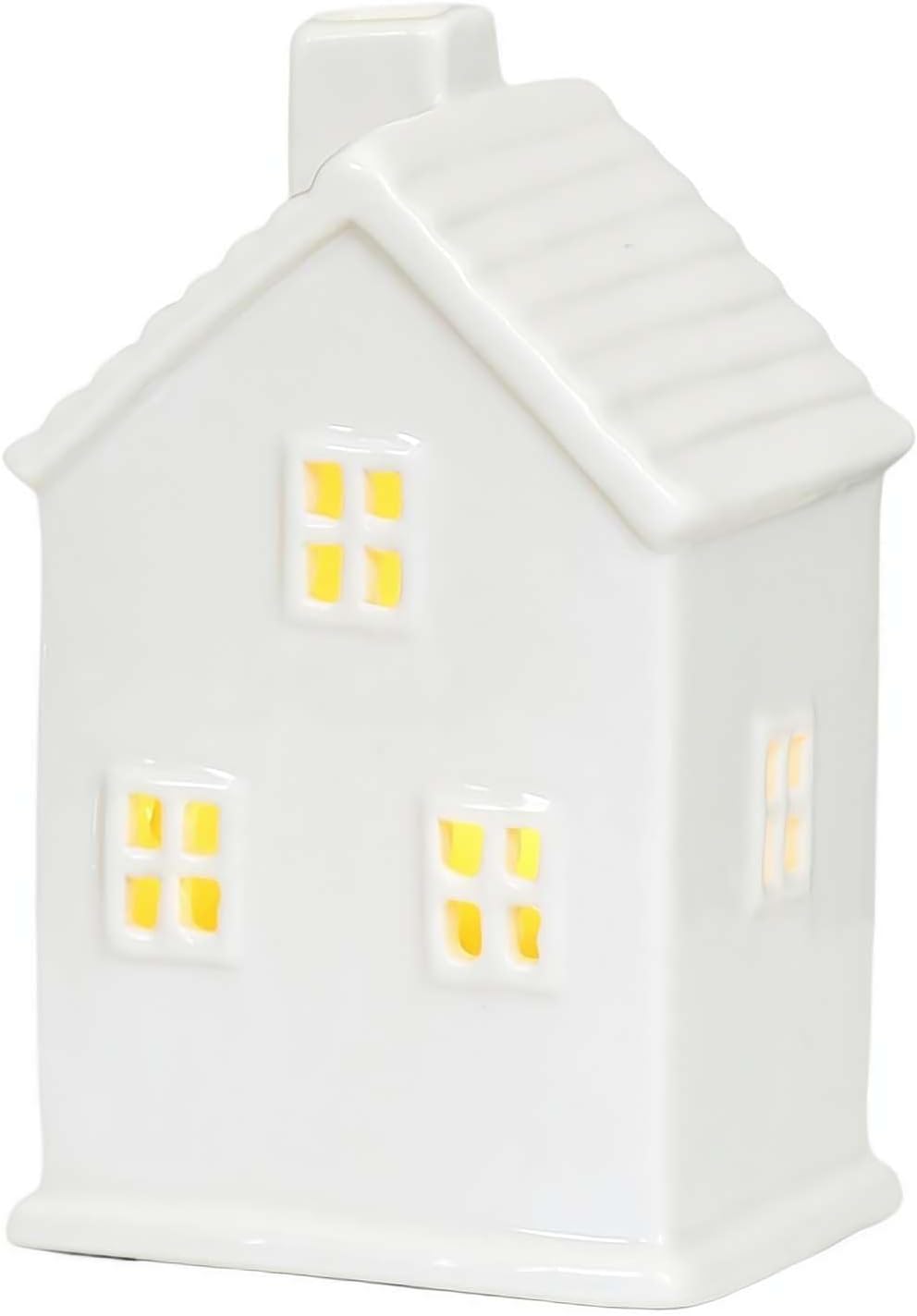 Regine Switzerland Christmas Village Houses - White Ceramic Set with Illumination & Remote Control | Rustic Holiday Decor for Tabletop Display