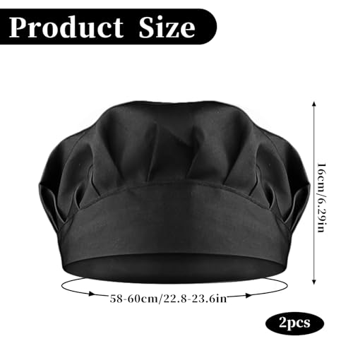 TIESOME 2PCS Adjustable Chef Hats - Reusable Cotton Cooking Caps