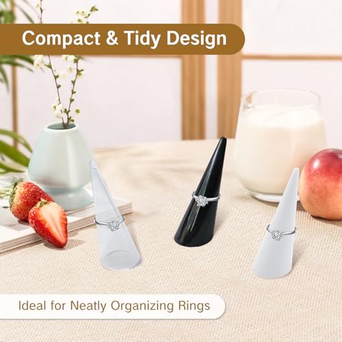 Acrylic Ring Cone Display Holders - Set of 3 in Clear, Black, White
