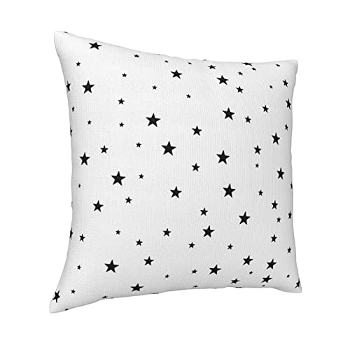 VARUN Black Stars Double-Sided Pillow Cases 18x18in - Elegant Plush Cushion Covers for Sofa & Bed