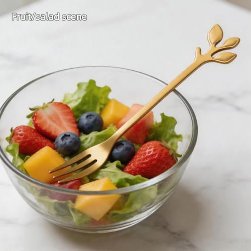 Elegant 4 Pack Mini Leaf Dessert Forks - Stainless Steel, 4.7 Inch