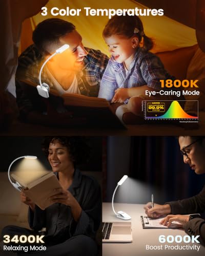 White Glocusent 13 LED Book Light for Reading at Night - Gift for Book Lovers