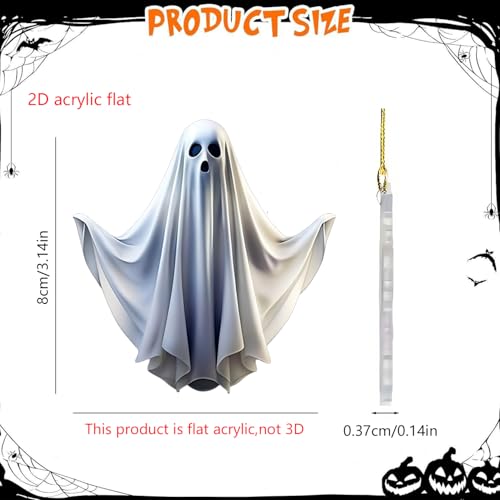 Halloween Ghost Hanging Ornaments Set - 6 Cute Acrylic Decor
