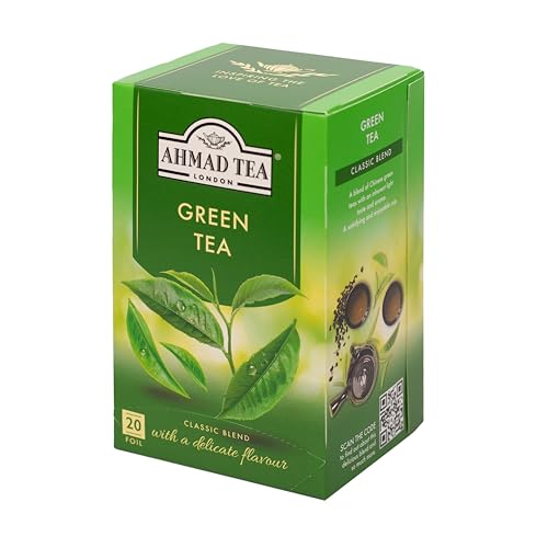 Ahmad Tea Green Tea Pure, 20 Count Tagged Tea Bags (1.4oz)