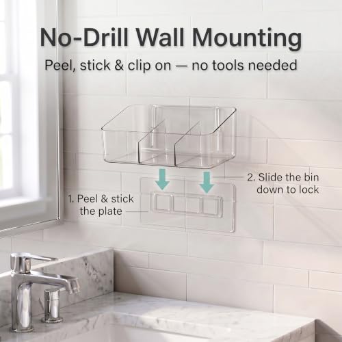 JessLab 3 Compartment Clear Acrylic Cabinet Door Organizer Bin