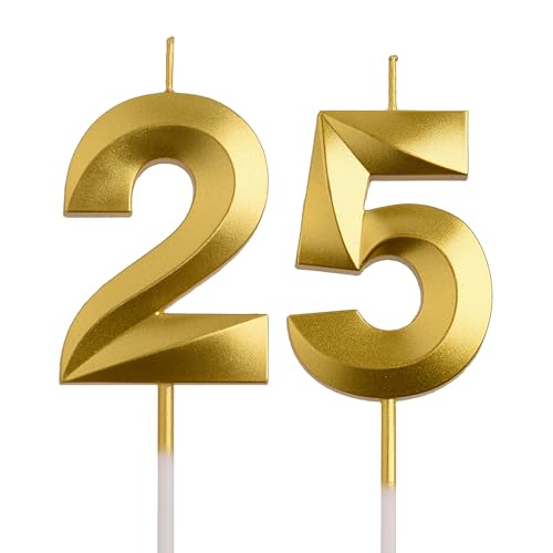 Elegant 25th & 52nd Birthday Candles - Smokeless Number Toppers
