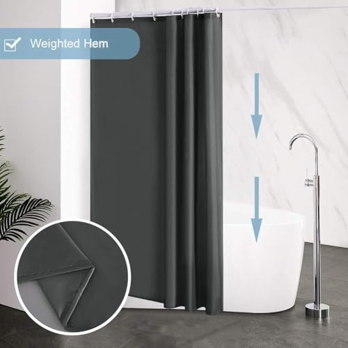 Furlinic Dark Grey Shower Curtain Liner 60x78 Inch - Waterproof & Heavy Duty