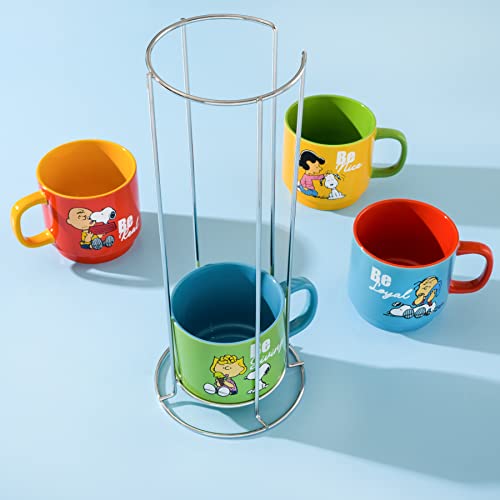 Peanuts Snoopy 15oz Stackable Mug Set with Metal Rack - Assorted Colors