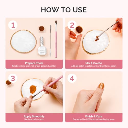 MelodySusie Resin Nail Art Palette - Round Color Mixing Board for Gel Polish and Acrylics