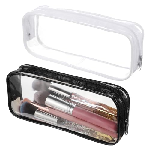 Clear Makeup Brush Bag 2-Pack - Portable PVC Travel Cosmetic Pouch