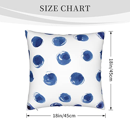 VARUN Dots Throw Pillow Cover 18x18inch - Blue Polka Dots Design