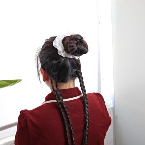 Gebelle 12 Pcs Satin Silk Hair Scrunchies Off White Ponytail Holder