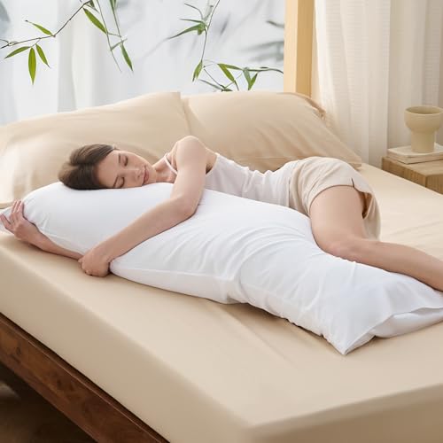 Bedsure Bamboo Body Pillowcase, Cooling 20" x 54" Cover - White