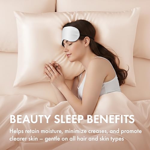 MAVIÉ Satin Pillowcase Set - Queen, Ultra Soft & Cooling, 2 Pack Beige