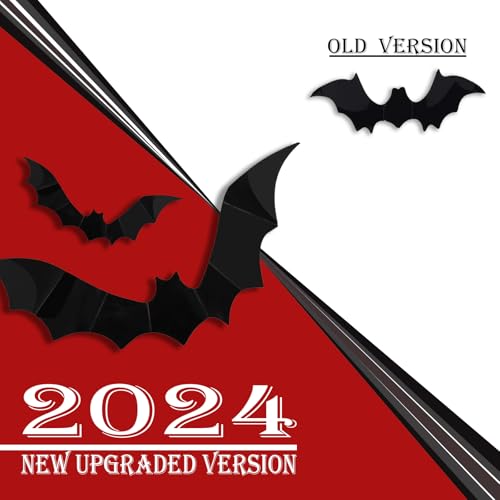 120 Pcs 3D Bat Wall Decor - Halloween Decorations for Indoor Use