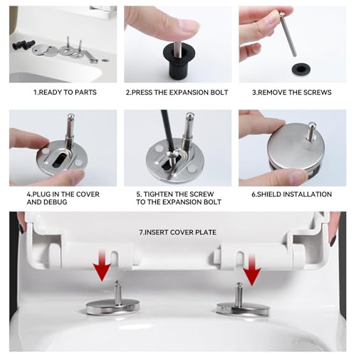 WDONAY Toilet Seat Hinge Fixings - 1.85" Top Fix Quick Release Screws