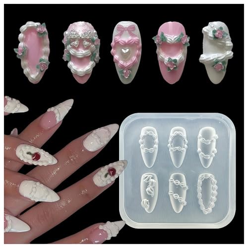 Gehaiwo 3D Cake Piping Nail Art Silicone Mold for Resin and DIY