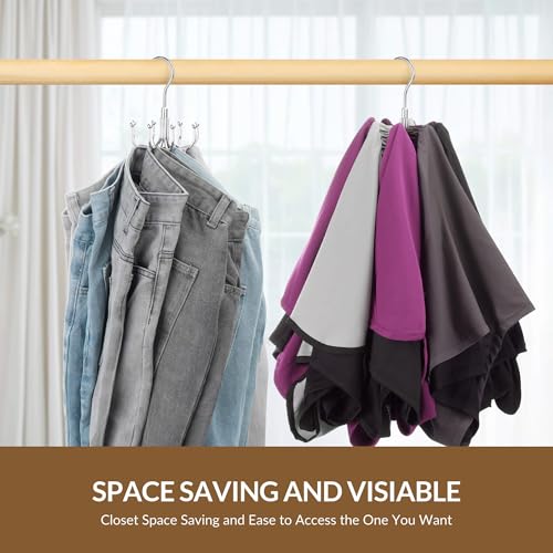 ZEDODIER Silver 8-Hook Rotatable Jeans Organizer for Closet, Space Saving