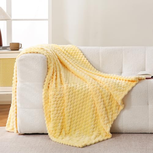 Bnuitland Light Yellow Flannel Throw Blanket 50x40 Inch - Soft & Cozy