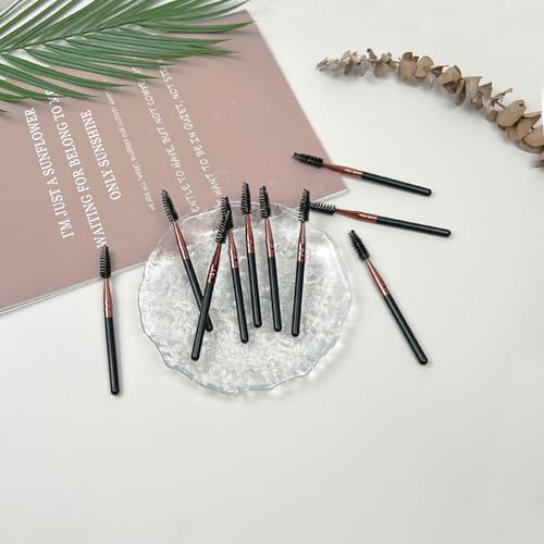 Zoolinn 10Pcs Reusable Mascara Brush Wands & Eyebrow Spoolies, Rose Gold