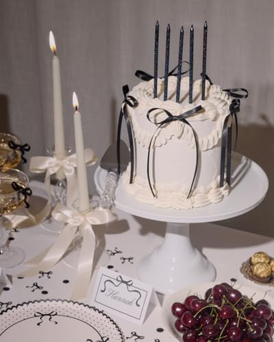 Black Glitter Birthday Cake Candles - 10 Tall Thin Party Decor