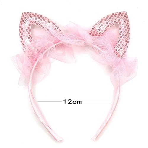 Black Sequins Lace Cat Ears Headband Cute Hair Accessory for Girls