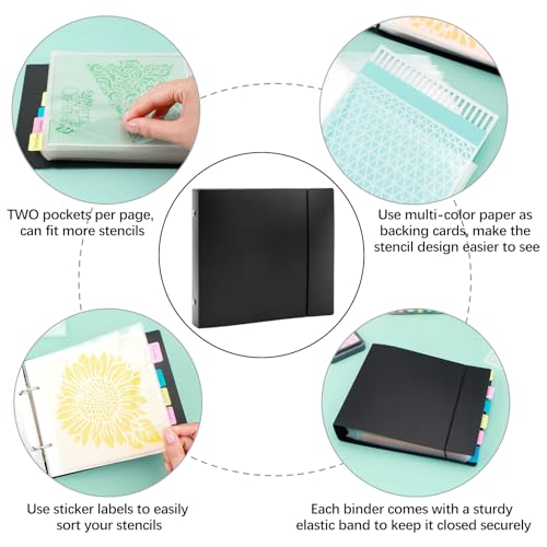 CYFUN DESIGN 111-Piece 6x6 Cookie Stencil Storage Binder and Organizer Set