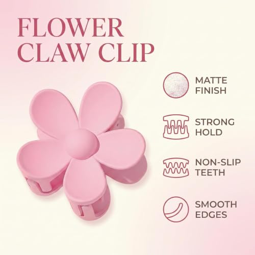 Pink Matte Flower Hair Claw Clip Non-Slip Hair Accessories