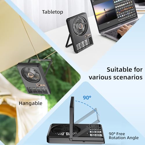 WI WISELY Portable Desk Fan - Rechargeable, Ultra Quiet, Black