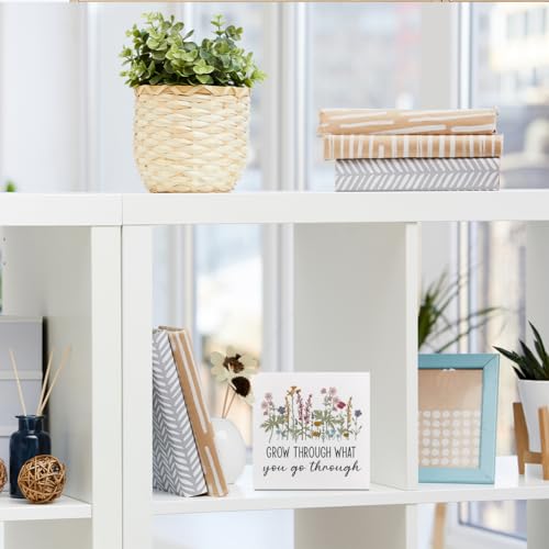 Motivational Wood Box Sign 5x5 Rustic Farmhouse Desk Decor
