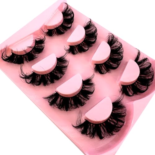 HBZGTLAD 3D Faux Mink False Eyelashes Thick Long Dramatic 4 Pairs