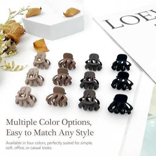 Attkryy Mini Matte Hair Claw Clips 12-Piece Small Jaw Clips Set